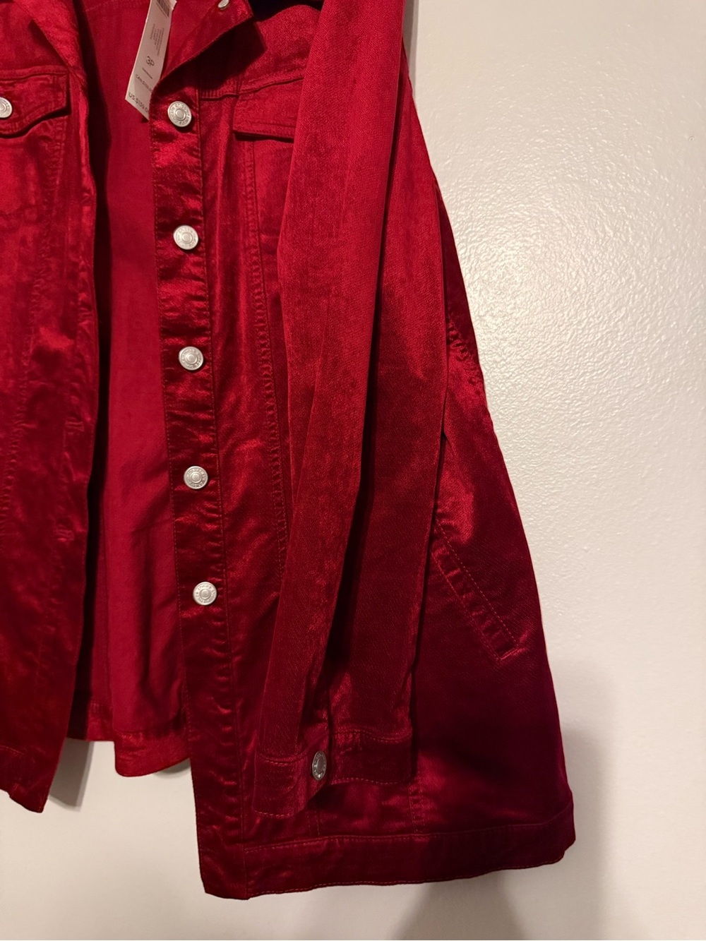 NWT CHICO'S Elongated Classic Velveteen Jacket Red Button Up Stretch Size 3P - Picture 7 of 11